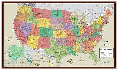 Swiftmaps United States USA US Contemporary Elite Wall Map Large Mural Poster • $12.95