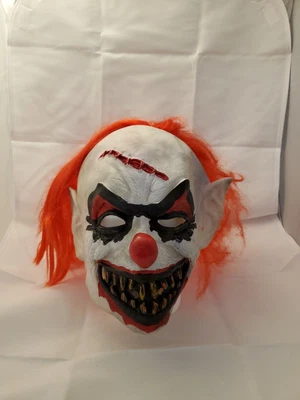 $30 • Buy Halloween CRAZY CLOWN Long Hair Latex Mask - Evil SPIRIT HALLOWEEN 