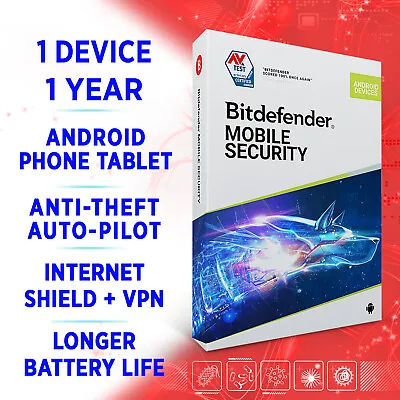 Bitdefender Mobile Security For ANDROID 2024 + VPN 1 Device 1 Year • $12.92