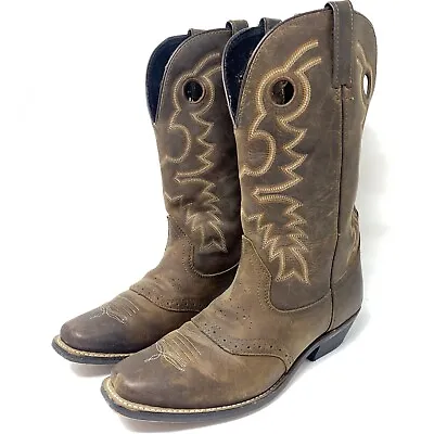 Masterson Western Leather Cowboy Pull On Boots Women's Sz 11 M Brown RB1688 • $32.99