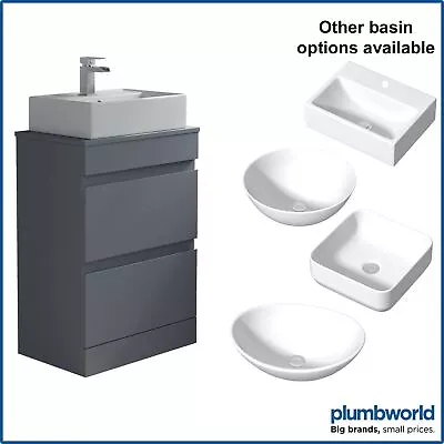 Bathroom Vanity Unit Countertop Wash Basin Floor Standing Grey Gloss 600/800mm • £272.26