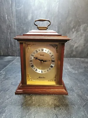 £35 • Buy Vintage METAMEC Battery Quartz Wooden Mantel Carriage Clock Roman Numerals