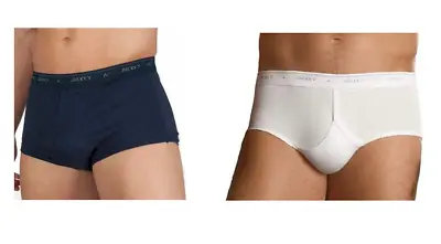 2 X Jockey White / Navy Y-Front Mens Underwear Briefs Size 14 16 18 20 22 24 26 • $34.45