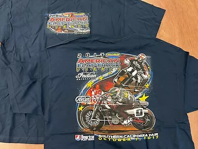 2017 American Flat Track Finals 2xl T Shirt Deadstock Indian Motorcycle Navy Nos • $15