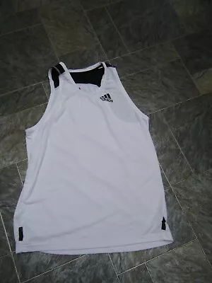 £4.99 • Buy Adidas ~ Mens White & Black Vest Muscle Tank Sleeveless Top ~ Size XL