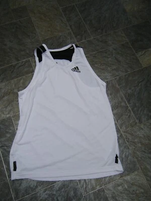 £4.99 • Buy Adidas ~ Mens White & Black Vest Muscle Tank Sleeveless Top ~ Size XL