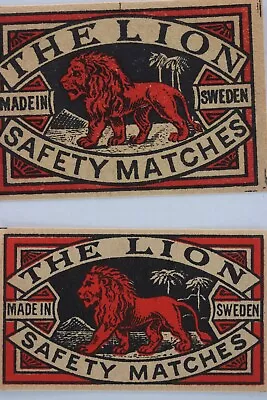 The Lion Advertisement Safety Sweden Vintage Matchbox Labels Set Of 2 • $12