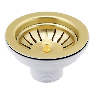 Universal 90mm Antique Brass Kitchen Sink Strainer Waste Plug Square Overflow • £32.95