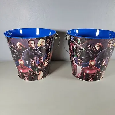 Halloween Pails Lot Of 2 Tin Buckets With Handle Marvel Avengers  • $12.73