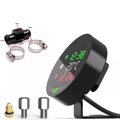 Motorcycle Digital Water Temp Temperature Gauge Sensor USB Charge Volt Time Kits • $27.80