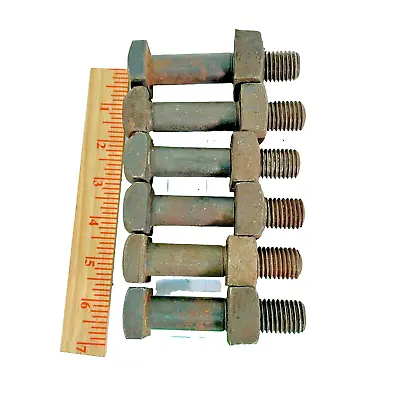 6 Vintage Nos Square Head Machine Bolts And Square Nuts 3/4  Dia X 3 1/2  Length • $19.47