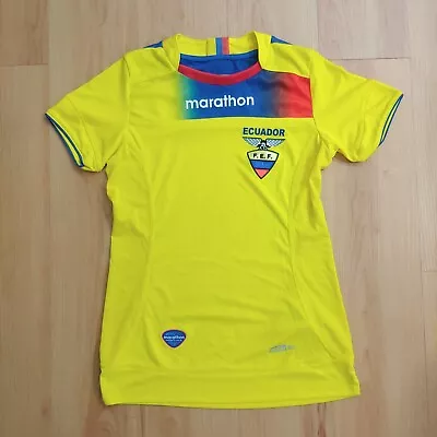 ECUADOR TEAM 2014/2016 FOOTBALL Soccer WOMEN Yellow JERSEY HOME MARATHON Sz XS • $36