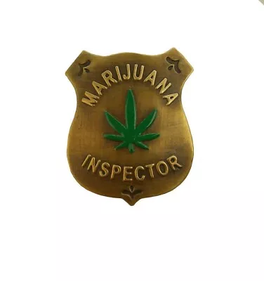 Vintage Style Brass Marijuana Cannabis Weed Inspector Badge • $28