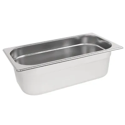 Gastronorm Pan 1/3 Size Stainless Steel Bain Marie Pot Food Storage Choose Depth • £7.99
