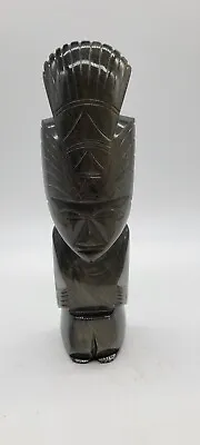Black Onyx Stone Obsidian Mayan Aztec Hand Carved Statue 9x3x3 Figure.  • $60