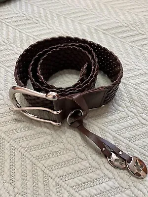Michael Kors Womens 2  Wide (L) Braided Brown Leather Belt W/Charms Or Keychain • $20