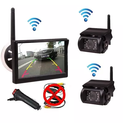 2 Wireless Reverse Backup Camera Kit For Caravan Bus Truck+5  Rear View Monitor • $99.99