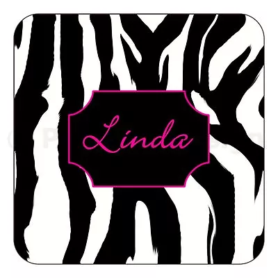 Personalised Animal Print Tiger Cow Zebra Leopard Name Wooden Coaster Xmas Gift • £3.99