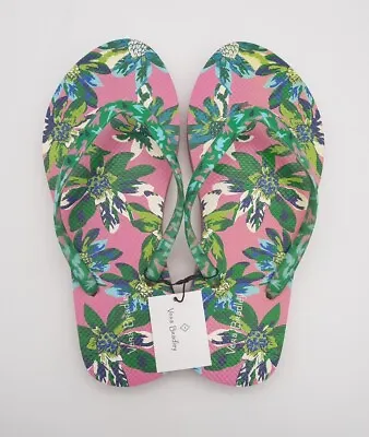 Vera Bradley Tropical Paradise Flip Flops Woman's Size Small Pink Green Retired • $14.39