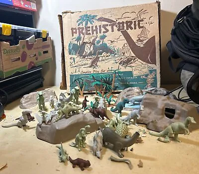 Original Marx Prehistoric Times Playset W/ Box - Near Complete Few Broke Pieces • $299.95