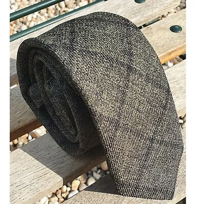 £11.99 • Buy Luxury Gentlemens Country Green/Grey Black Tie Tweed Wool Style Skinny