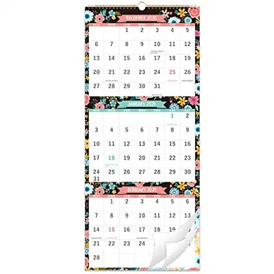 2021 Calendar - 3 Month Display Wall Calendar Folded In A Month 11.3  X 26  - & • $13.43