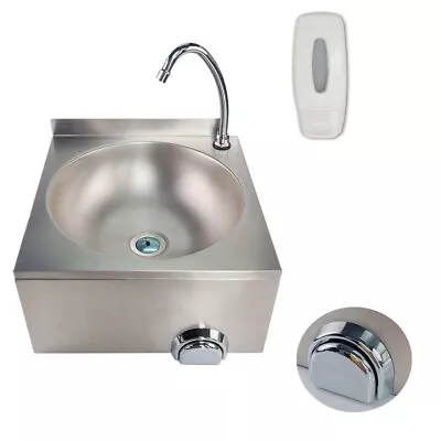 Stainless Steel Hand Wash Basin Knee Operated Commercial Kitchen Basin &Tap UK • £119