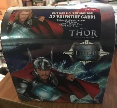 Marvel Thor Keepsake Light Up Mailbox 32 Valentine Cards 2011 Nip • $12.99