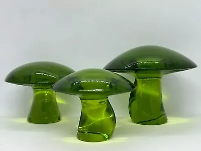 Viking Glass Mushroom Lot Of 3 Green Avocado Excellent Condition • $415