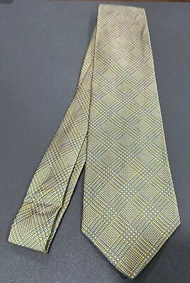 Brooks Brothers Makers 100% Silk Tie Gold Yellow Blue Houndstooth Pattern • $17.99