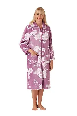 Ladies Woman's Classic Soft Feel Floral Zip Front Dressing Gown Housecoat • £29.99