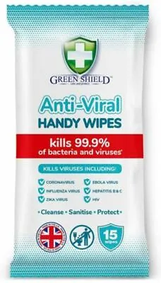 £2.89 • Buy Green Shield 15 Anti-Viral Handy Wipes Travel / Pocket / Handbag Size 15 Wipes 