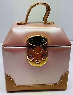 Wolf Designs Jewelry Travel Case Leather  1997 Pink Tan Gold Key Vintage Handle • $36.80