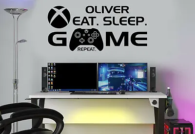 £8.96 • Buy Personalised Eat Sleep Game Repeat Wall Stickers Decal XB Gamer Controller ESGRP