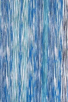 Waterfall Abstract Vinyl Flannel Back Tablecloth 60 Round Blue Stripes Coastal • $19.99
