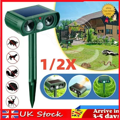 Solar Ultrasonic Dog Cat Repellent Fox Pest Scarer Deterrent Repeller Garden UK • £5.49