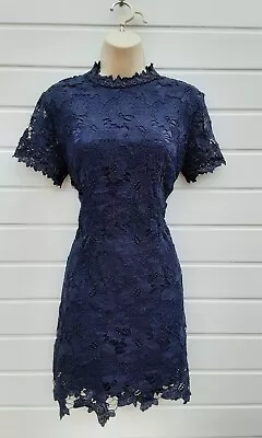 Mini Dressblue Crochet Laceparty/casual60's70's80s90svintage Looksize 14 • £6.99