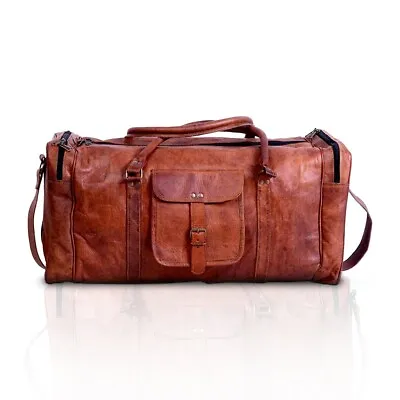 Men's Leather Travel Gym Luggage Overnight Weekend Duffle Outdoor Bag • $55.10