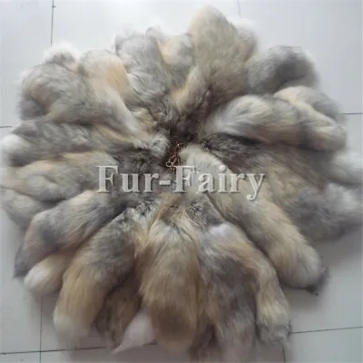 Golden Island Natural Real Fox Tail Cosplay Keychain Fur Tassel Bag Tag Pendant • $9.46