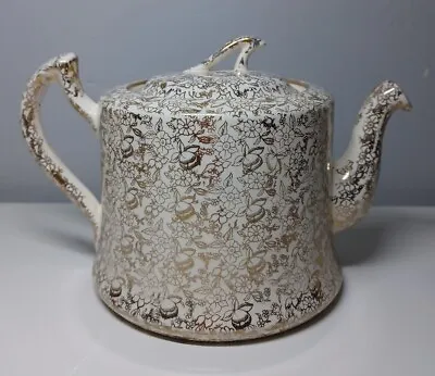 T F & S Ltd (England) Phoenix Gold Chintz Teapot With Lid Beautiful Condition • £25