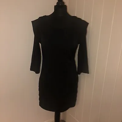 Vero Moda Goldie Black Pleated Shift Dress Length Sleeves In EUR 38 UK 10 *bnwt • £39.99