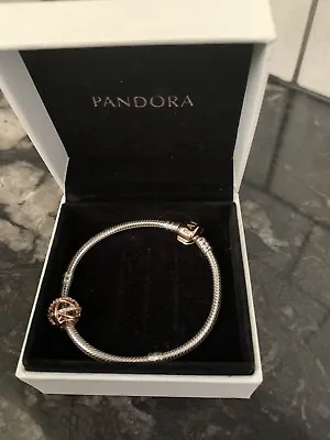 $26 • Buy Pandora Rose Gold And Silver Bracelet With Rose Gold Charm