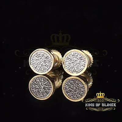 10K Real Yellow Gold With Real 0.05CT Diamonds Men's/Women's Round Stud Earrings • $179.99