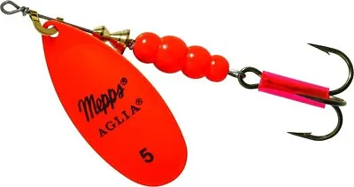 Mepps B5 HO Aglia In-Line Spinner 1/2 Oz Plain Treble Hook Hot Orange Blade • $9.93