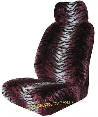 For MITSUBISHI EVO X RED TIGER SEAT COVERS FAUX FUR FRONT SEATS PAIR • $100.57