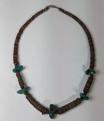 VTG Santo Domingo Spiny Oyster Turquoise Heishi Necklace Choker Sterling Silver  • $104.99