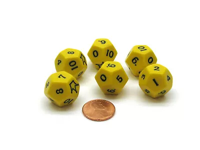 Pack Of 6 D12 'Jester' Dice - Yellow With Black Numbers • $3.78