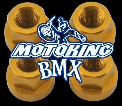 MOTOKING BMX ALLOY 3/8 X26t AXLE NUTS GOLD • $35
