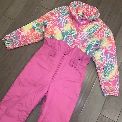 Vtg Ski Suit Womens One Piece Snowsuit ROFFE Snow Bib Retro Obsession Neon 14 • $159.99