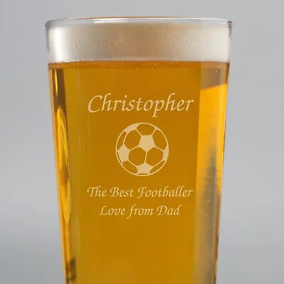 Personalised Football Pint Beer Glass For Him Birthday Gift 18th 21st 30th 40th • £9.99